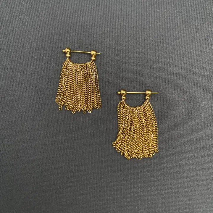 Chain Fringe 18K Gold Earrings