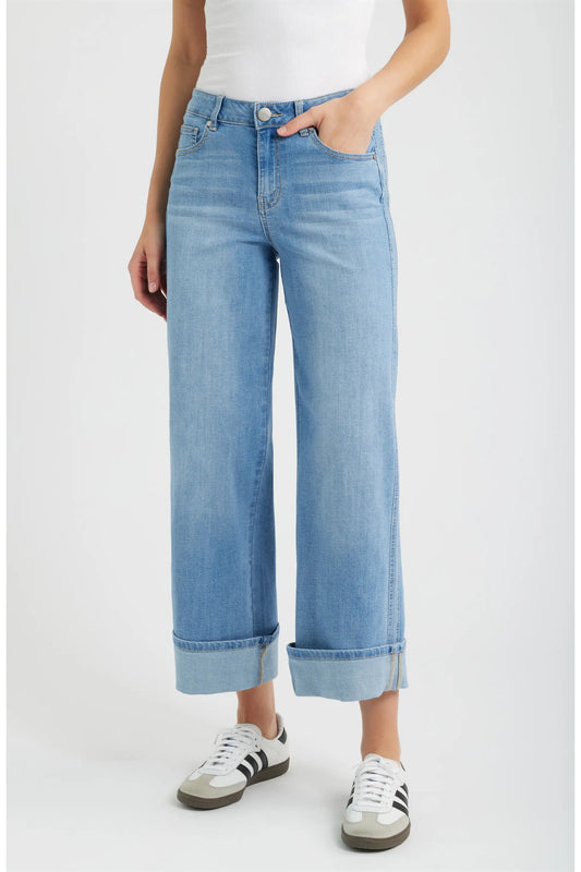 1822 Cuffed Mid Rise Wide Leg Jeans