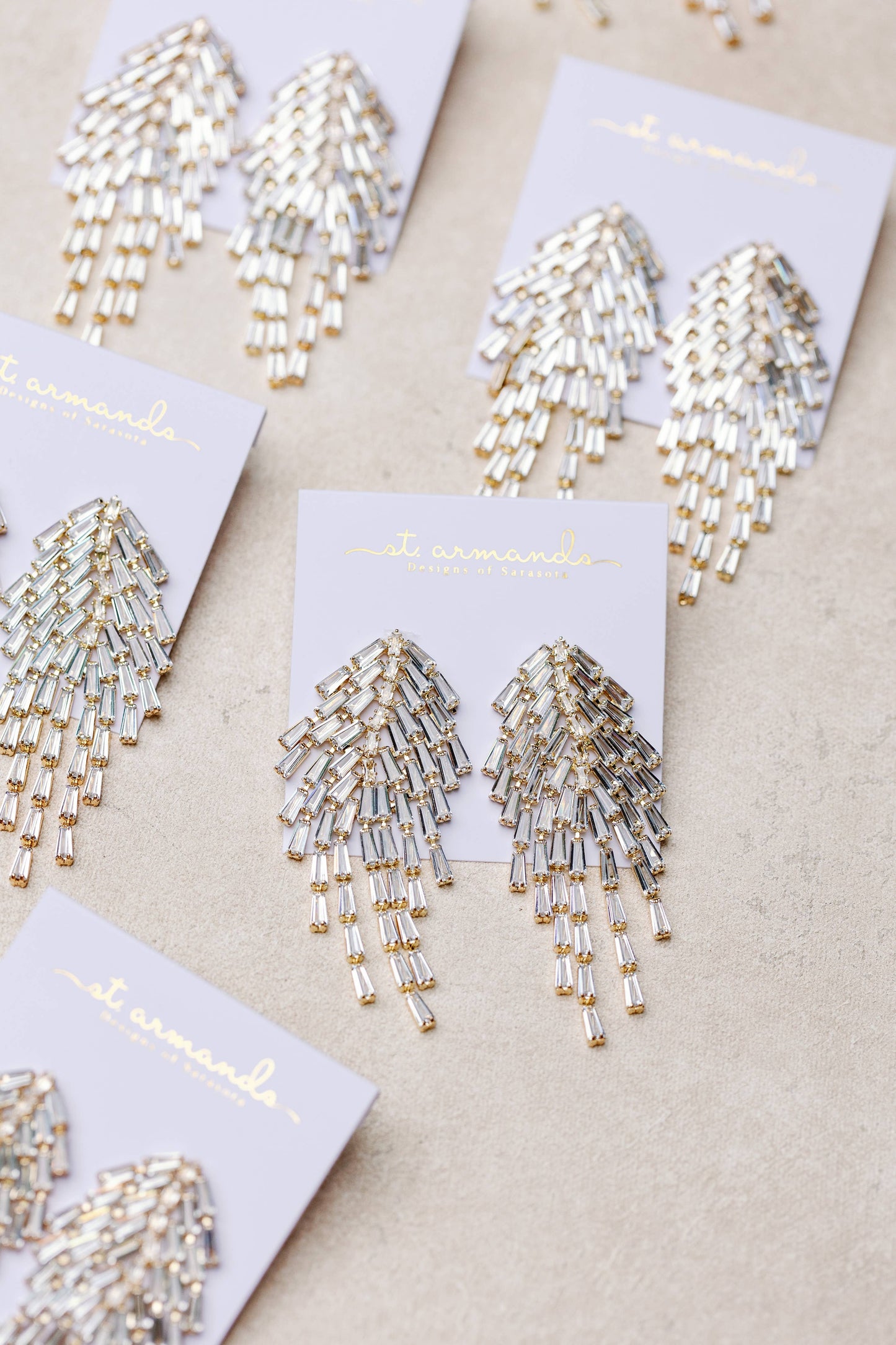 Crystal Waterfall Maxi Tassel Holiday Statement Earrings