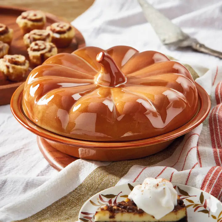Burnt Sienna Pumpkin Pie Dish with Lid
