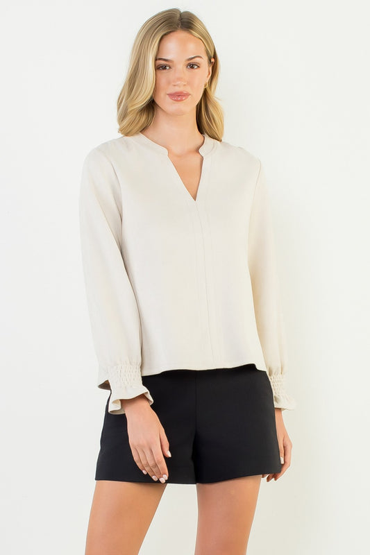 THML Suede V-neck Top