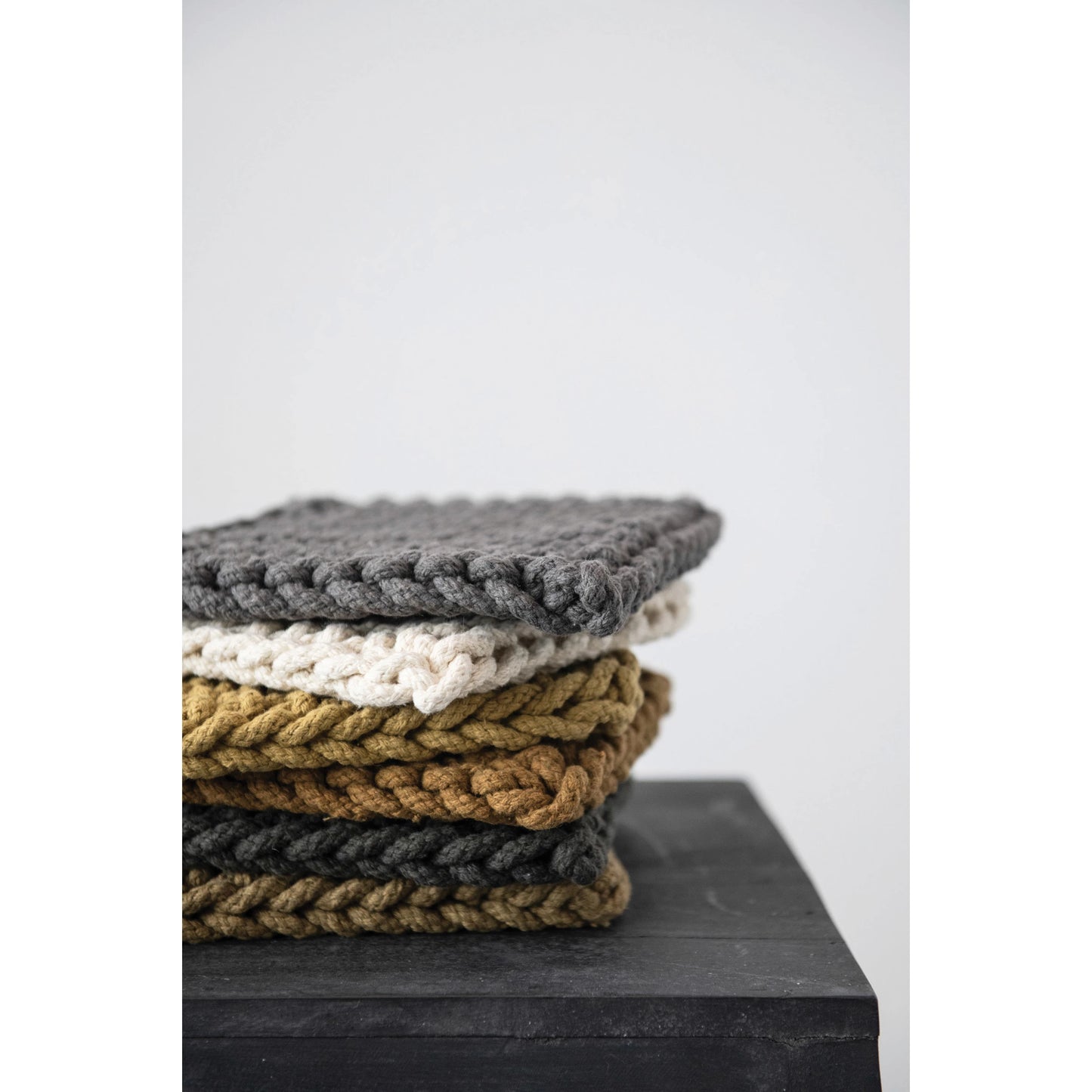 Crocheted Pot Holder w/ Leather Loop