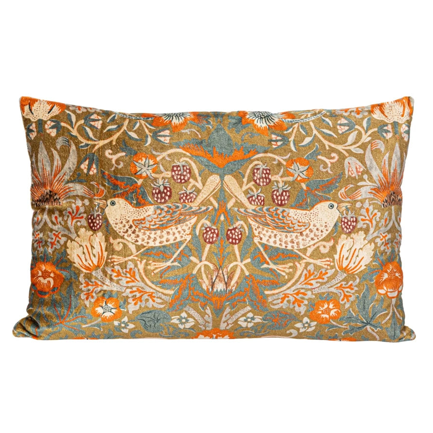 Cotton Velvet Printed Lumbar Pillow