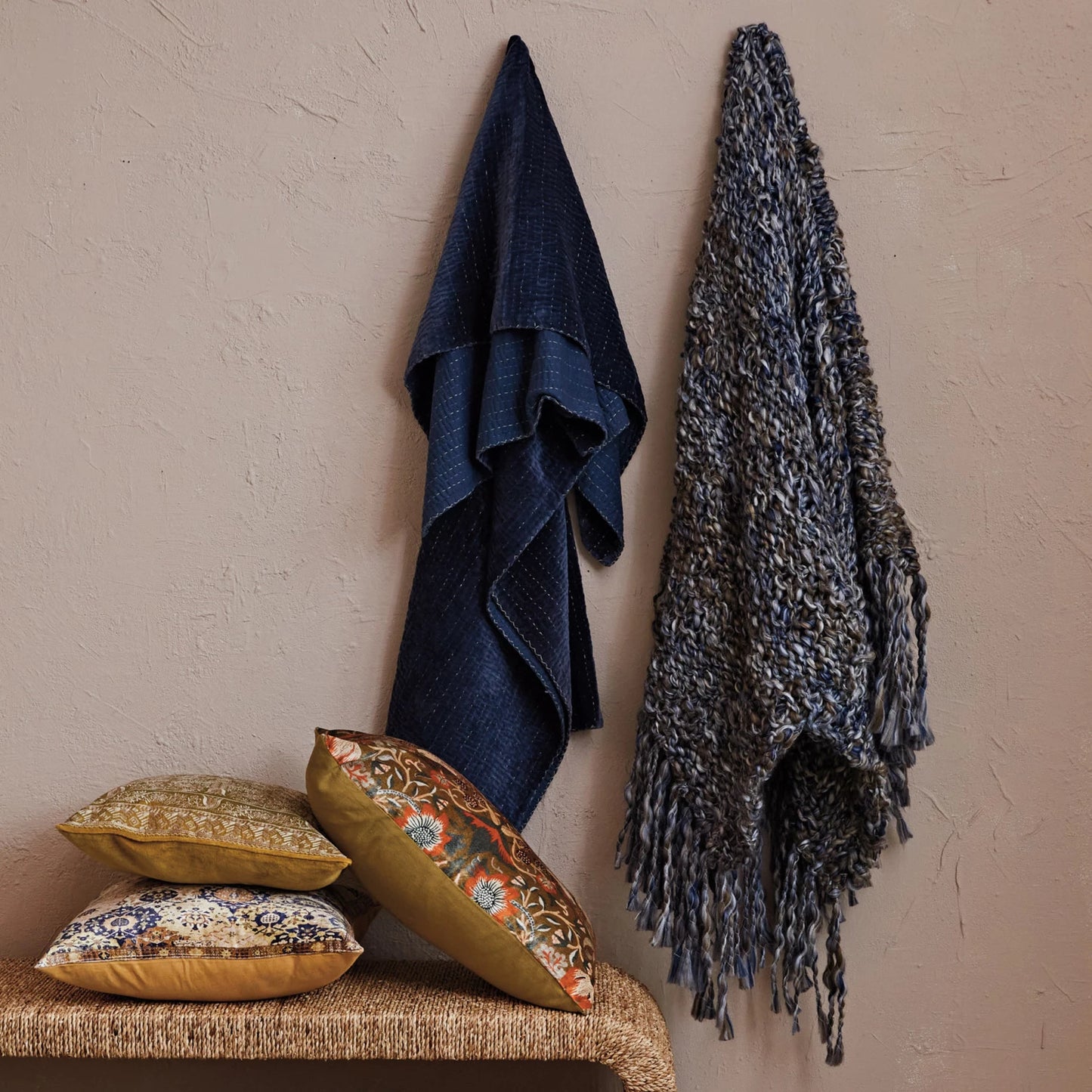 Cotton Velvet Printed Lumbar Pillow