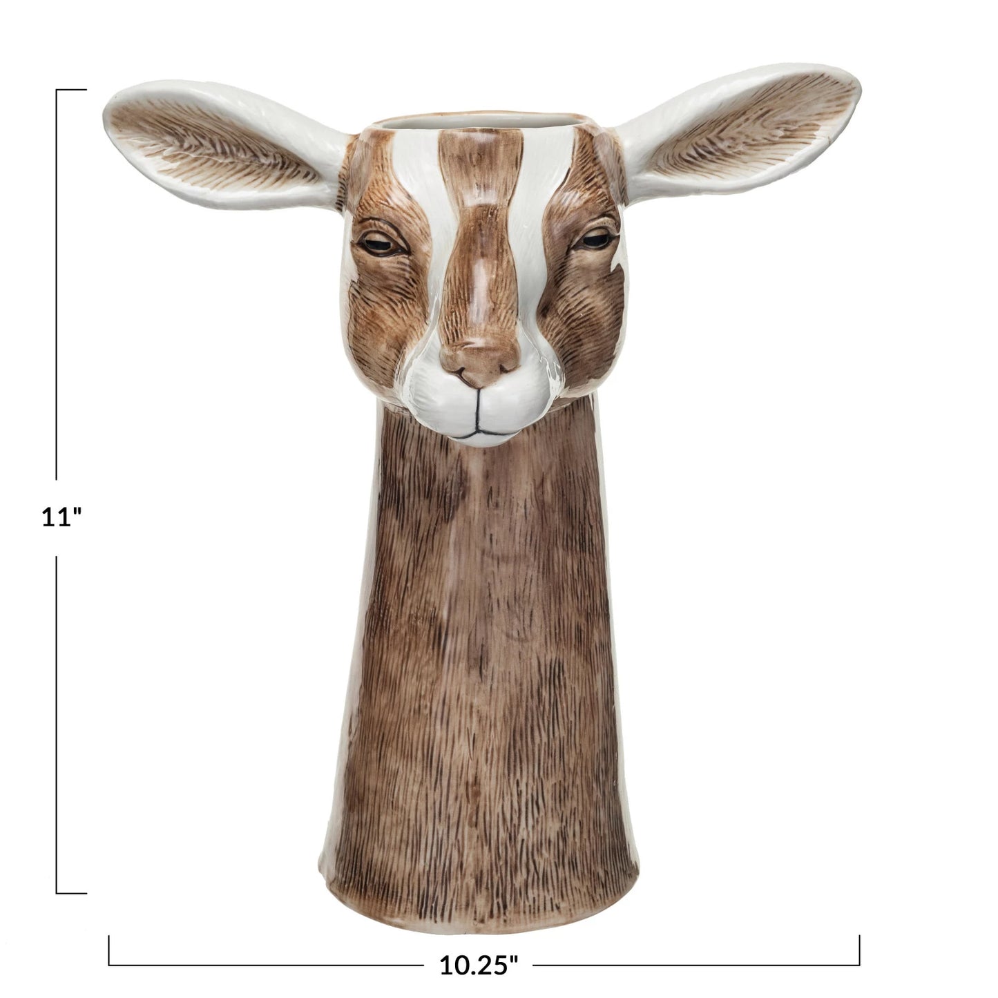 Hand-Painted Stoneware Goat Vase