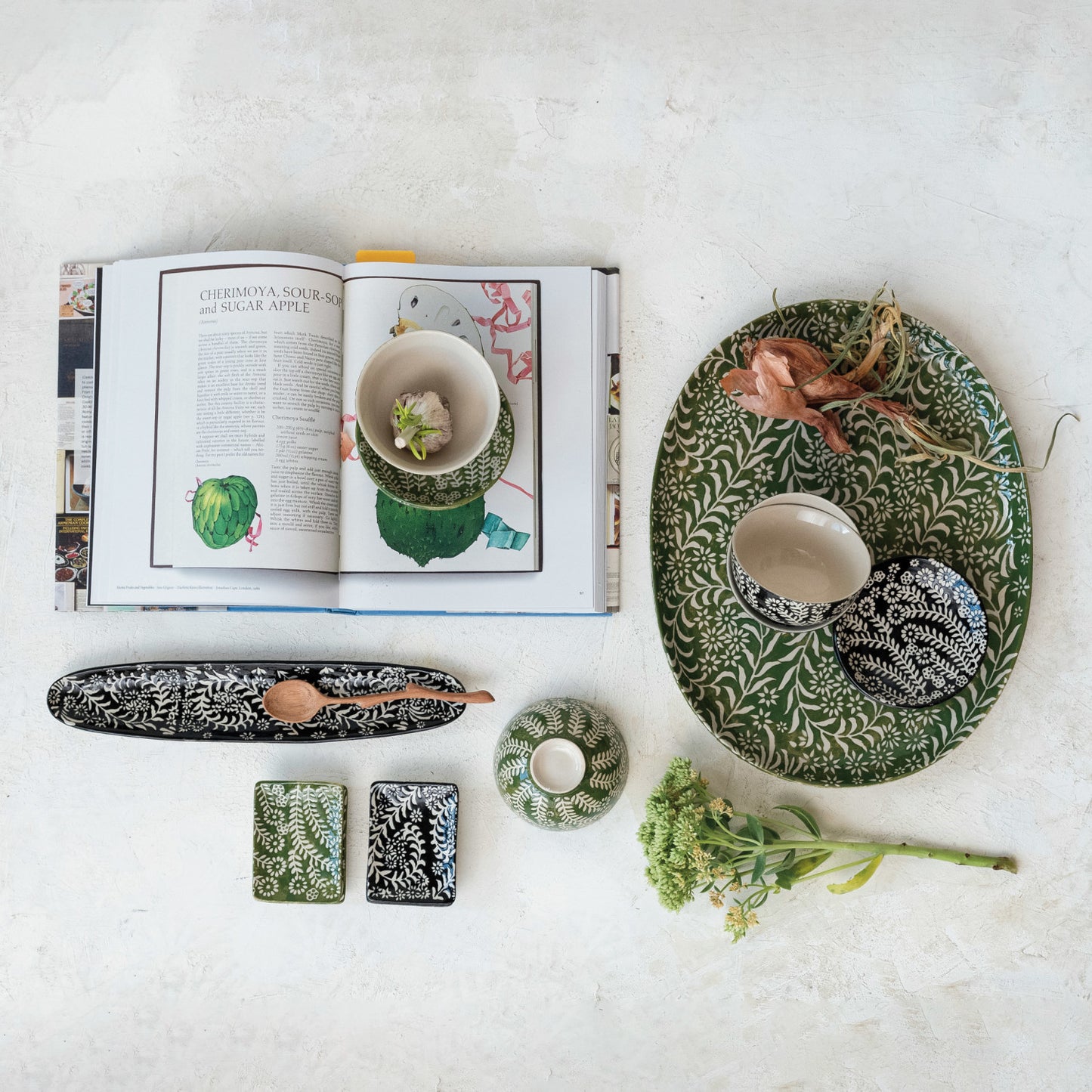 Stoneware Platter w/ Botanicals