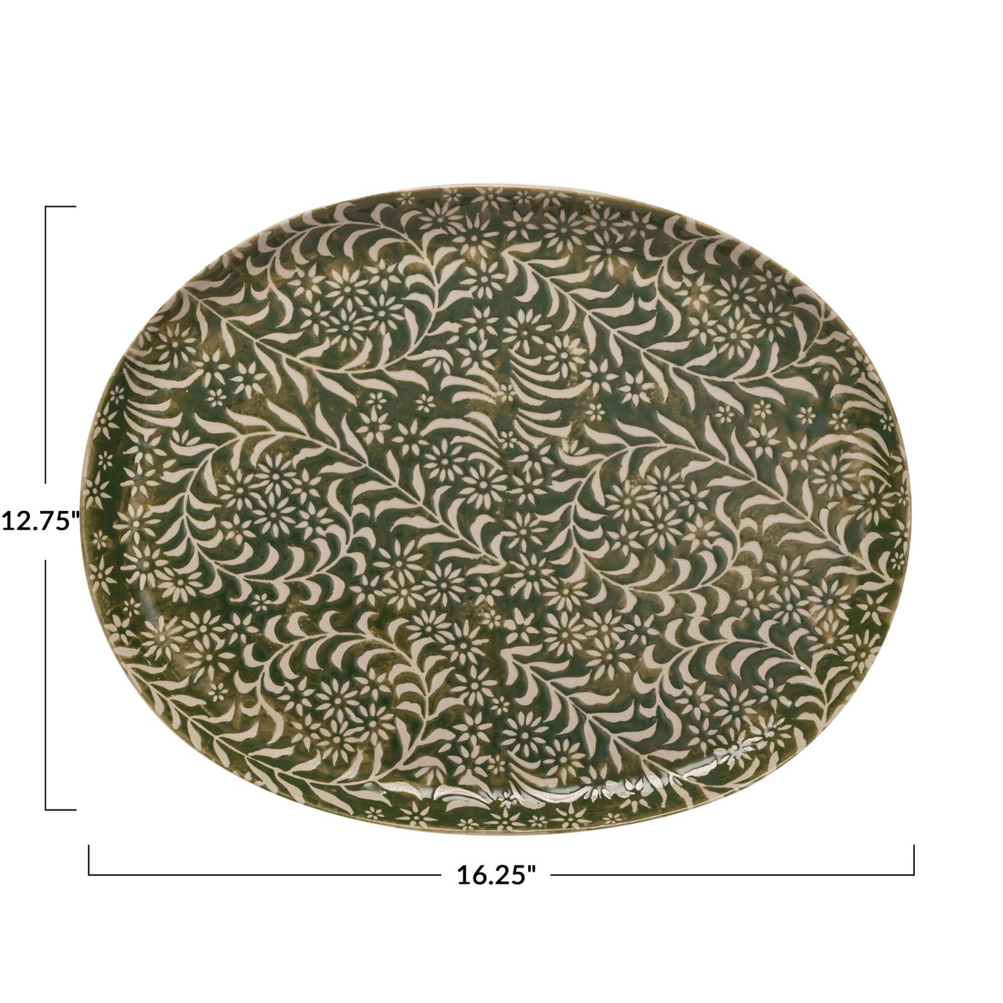 Stoneware Platter w/ Botanicals