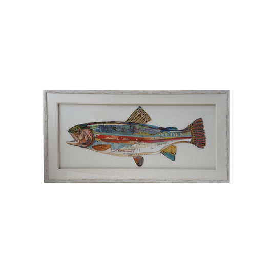 Paper Collage Fish Framed Shadow Box