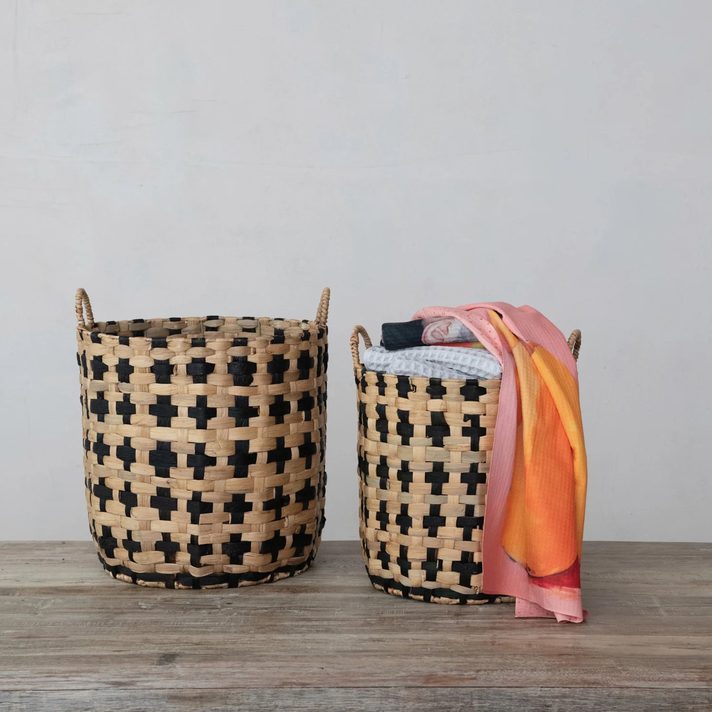 Woven Water Hyacinth Baskets w/ Handles