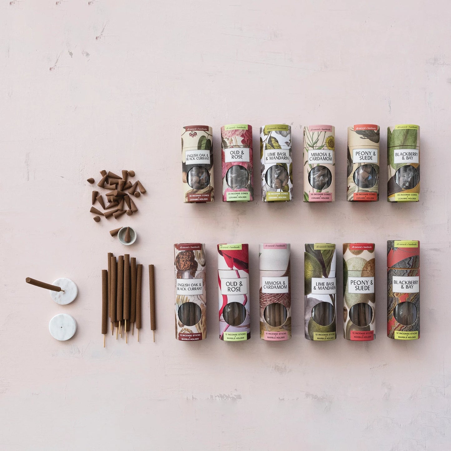 Lime Basil & Mandarin Scented Incense Cones with Holder