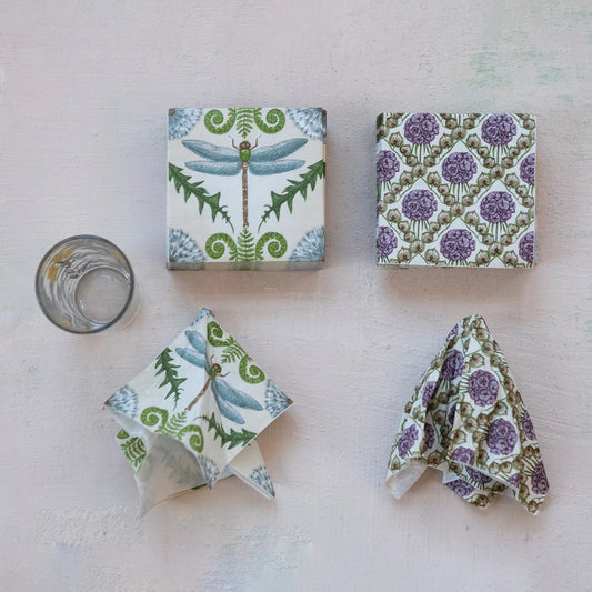 Paper Cocktail Napkins with Botanical Pattern