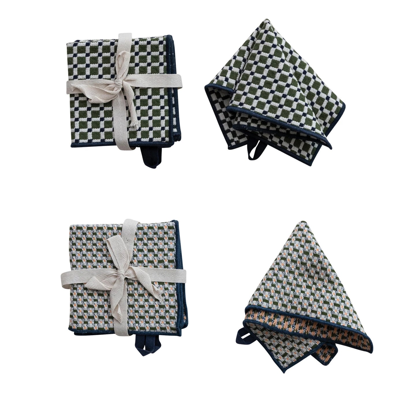 Woven Cotton Dish Cloths with Stitched Edge