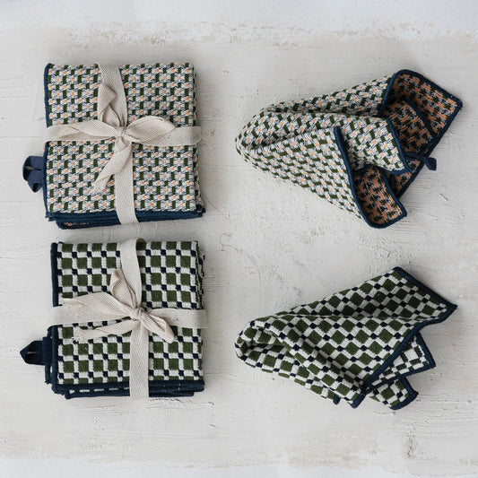 Woven Cotton Dish Cloths with Stitched Edge