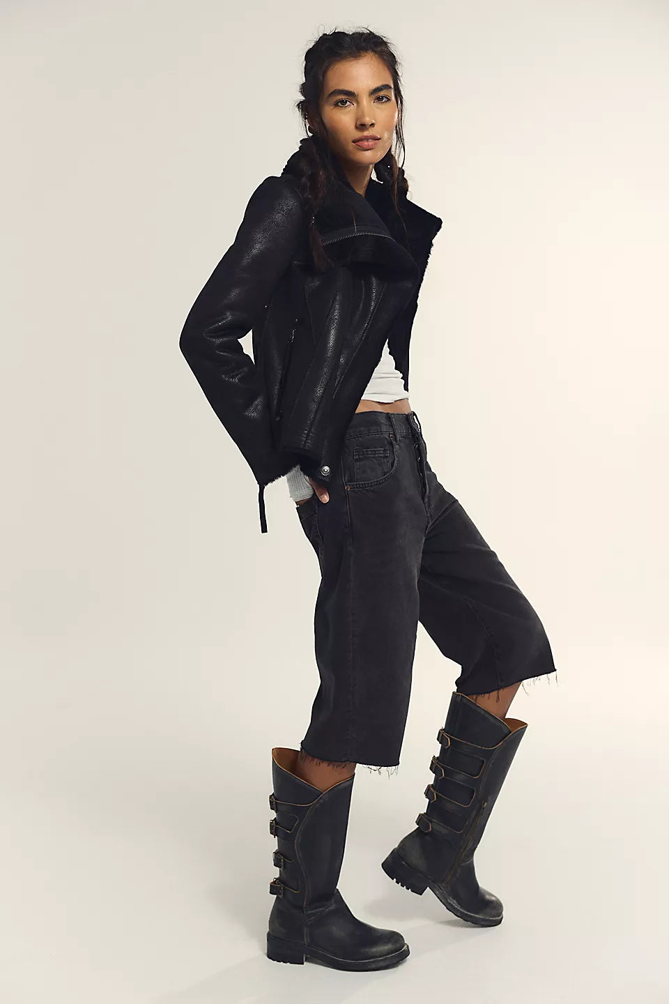 We The Free Fourline Shearling Aviator Jacket