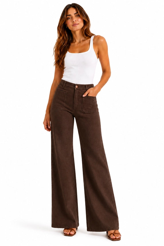 1822 High Waist Wide Leg Jeans - Espresso