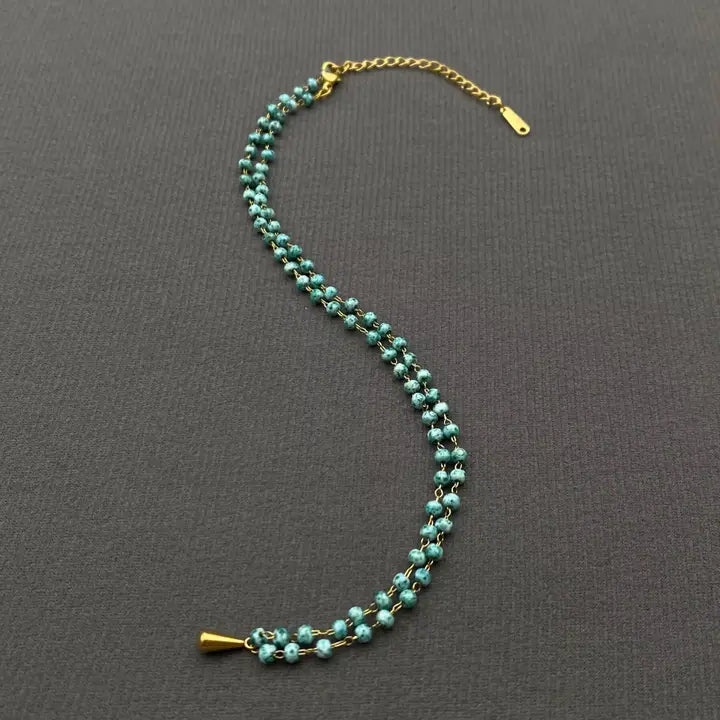 18K Golden Charm Seed Beads Necklace