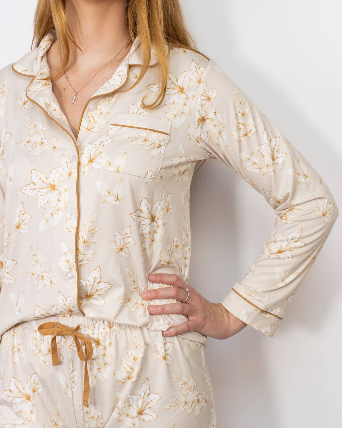 Harvest Toile Long Sleeve Button Up Sleep Shirt