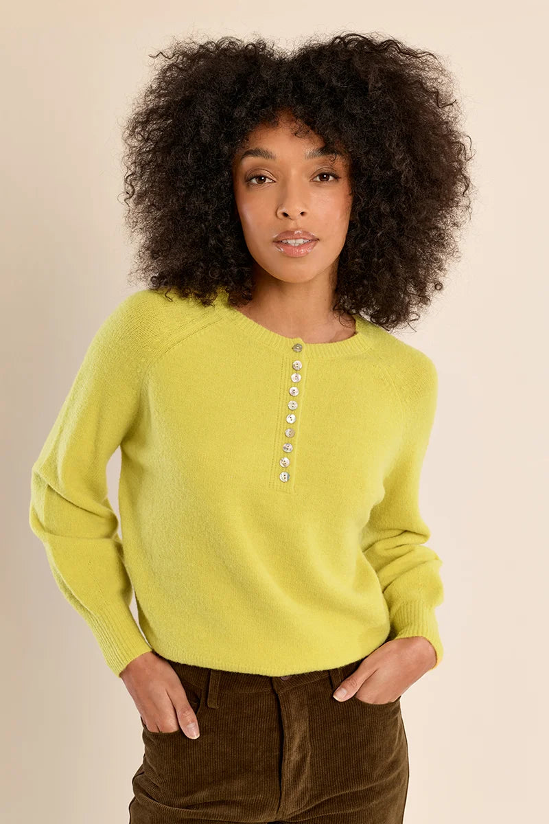 Molly Lime Henley Sweater