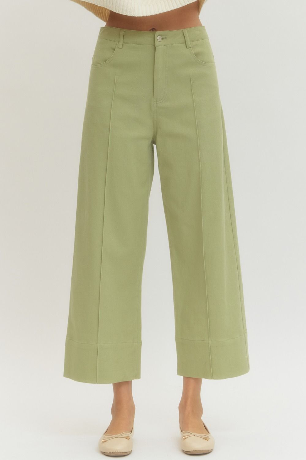 Pintuck Wide Leg Pants