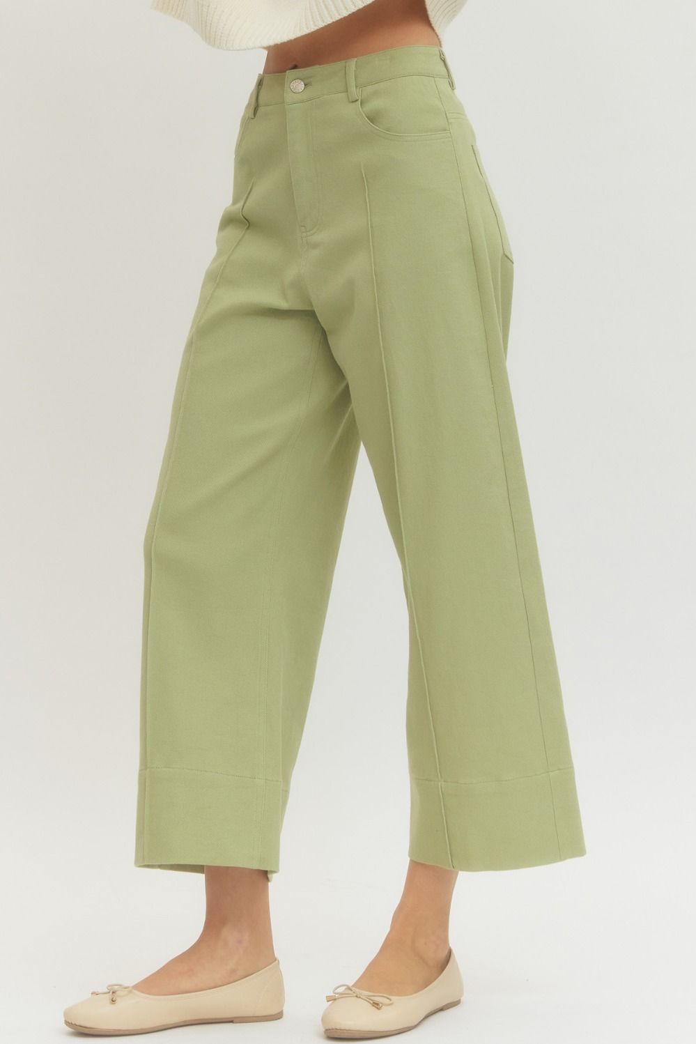 Pintuck Wide Leg Pants