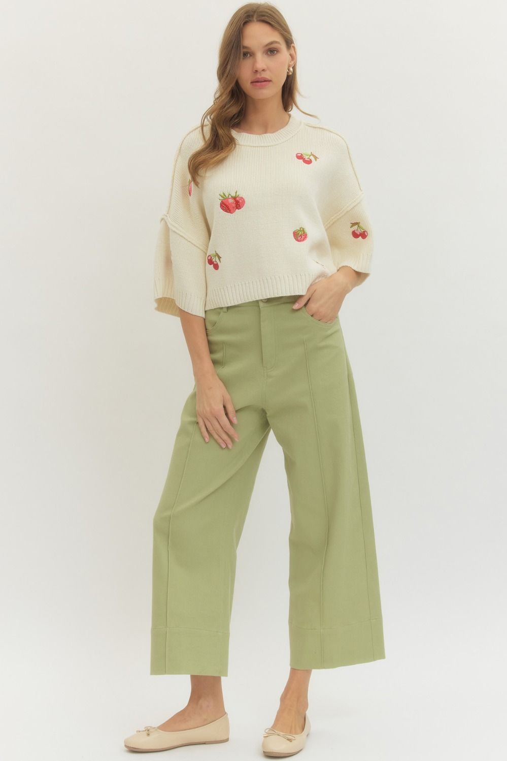 Pintuck Wide Leg Pants