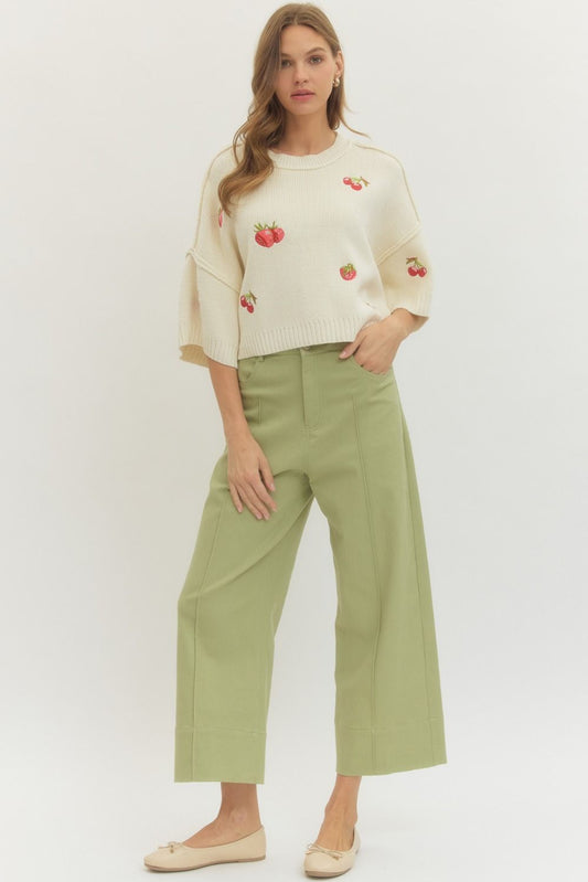 Pintuck Wide Leg Pants