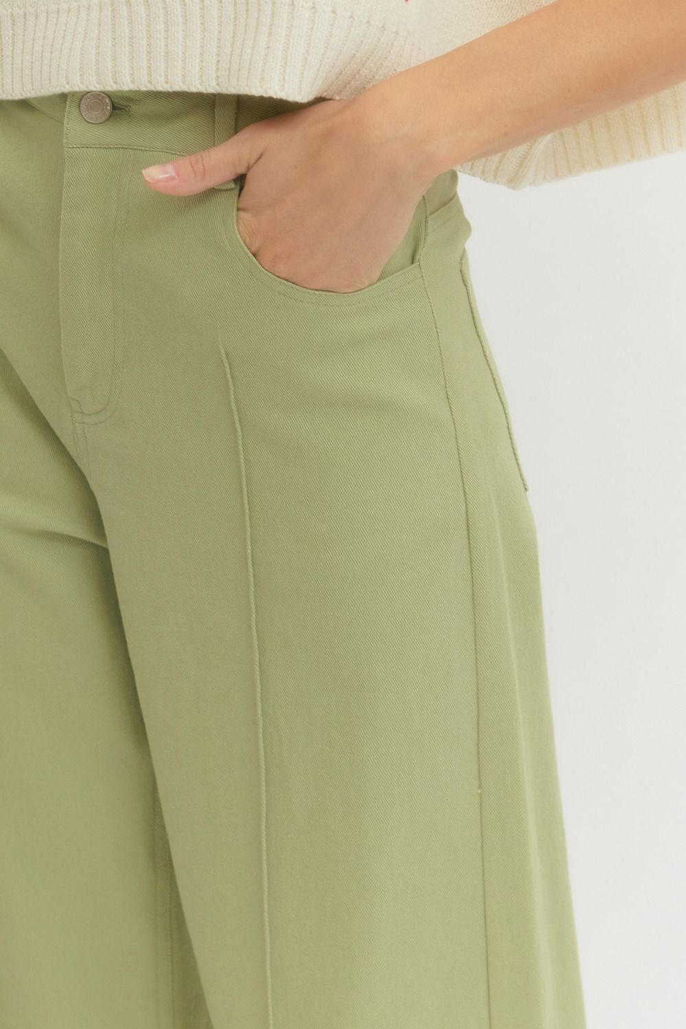 Pintuck Wide Leg Pants