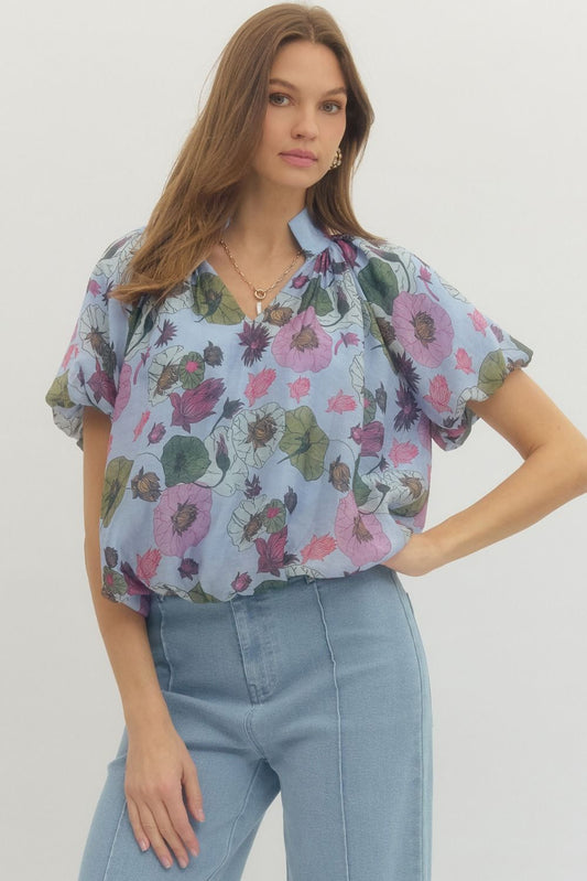 Floral Puff Sleeve Blouse