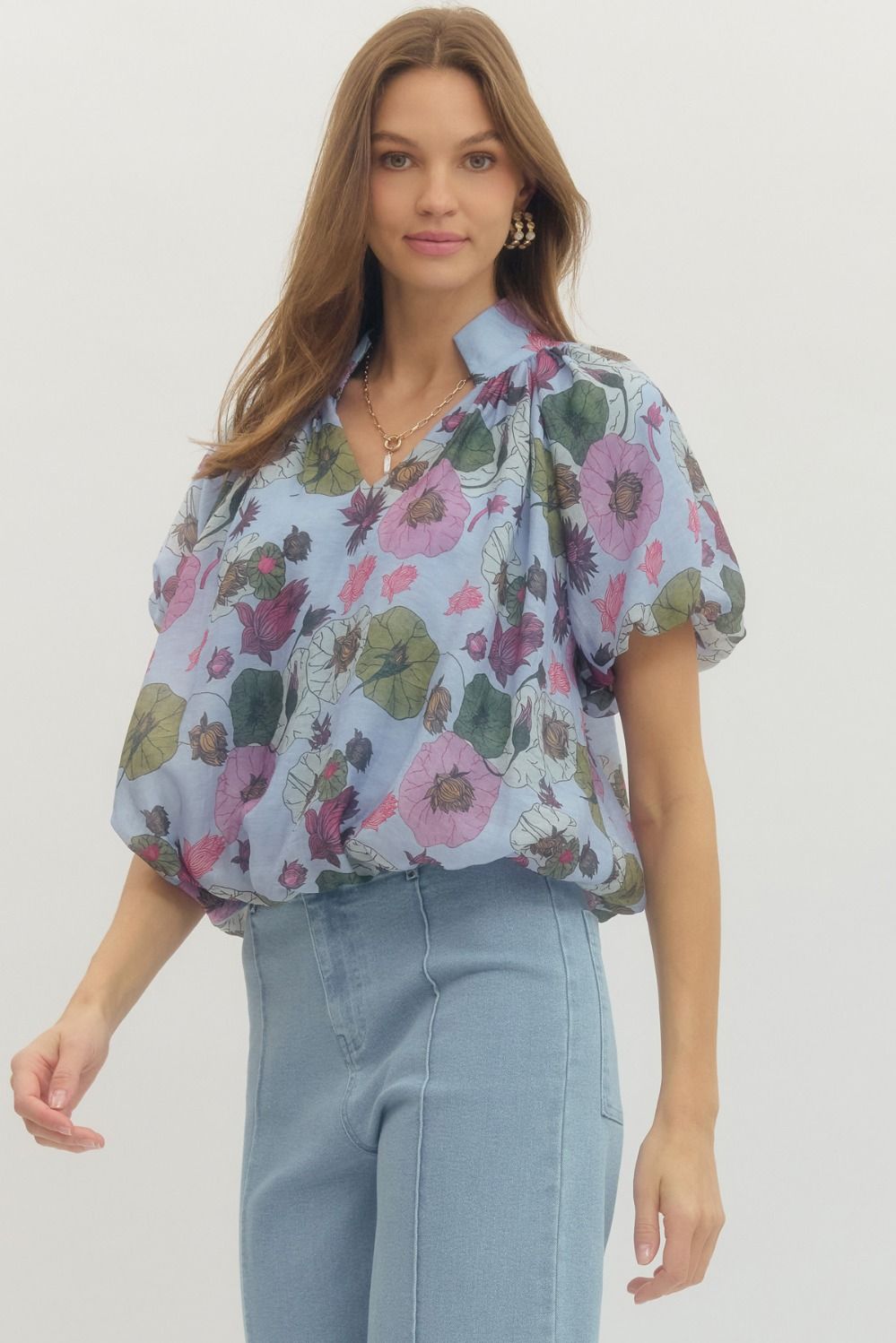 Floral Puff Sleeve Blouse