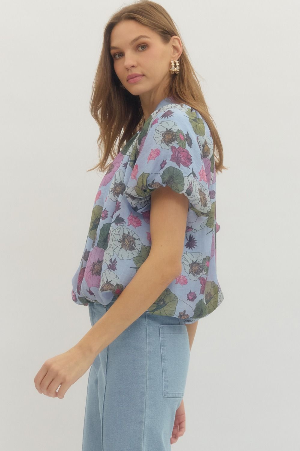 Floral Puff Sleeve Blouse