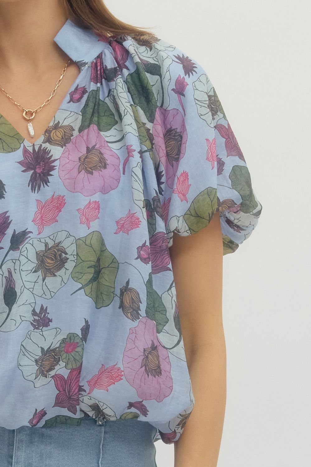 Floral Puff Sleeve Blouse