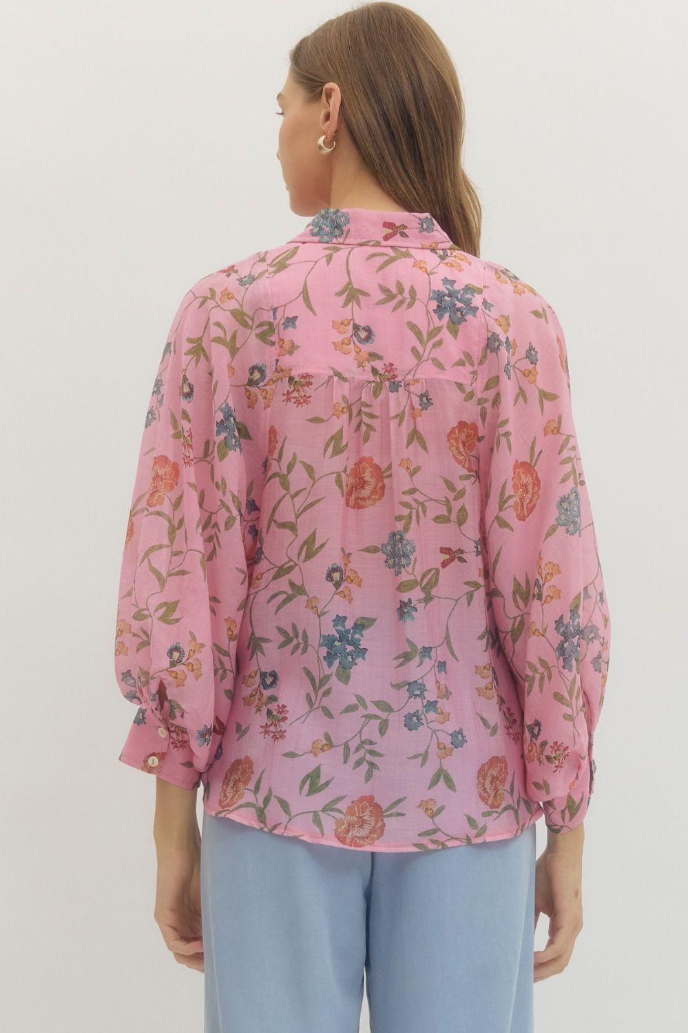 Pink Floral Print Blouse