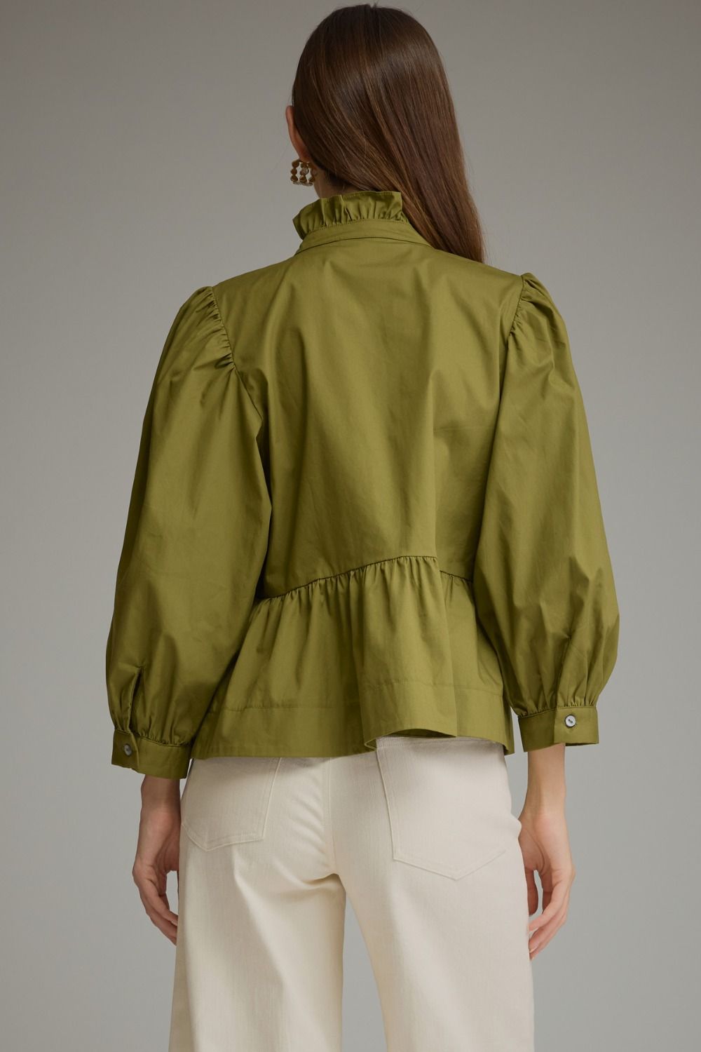 Olive Ruffle Peplum Blouse