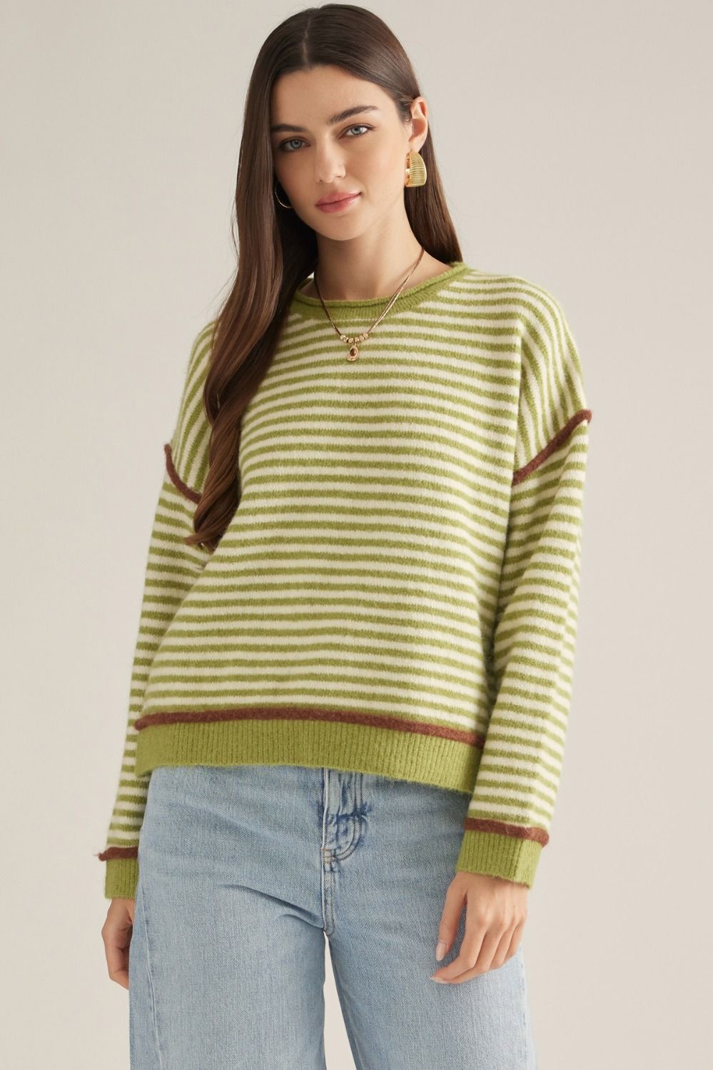 Olive Martini Striped Sweater
