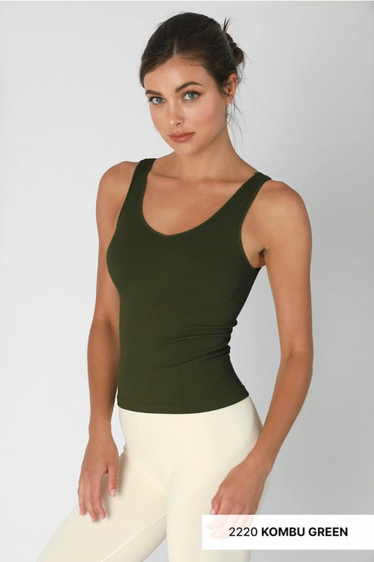 Reversible Ribbed Tank Top - Kombu Green