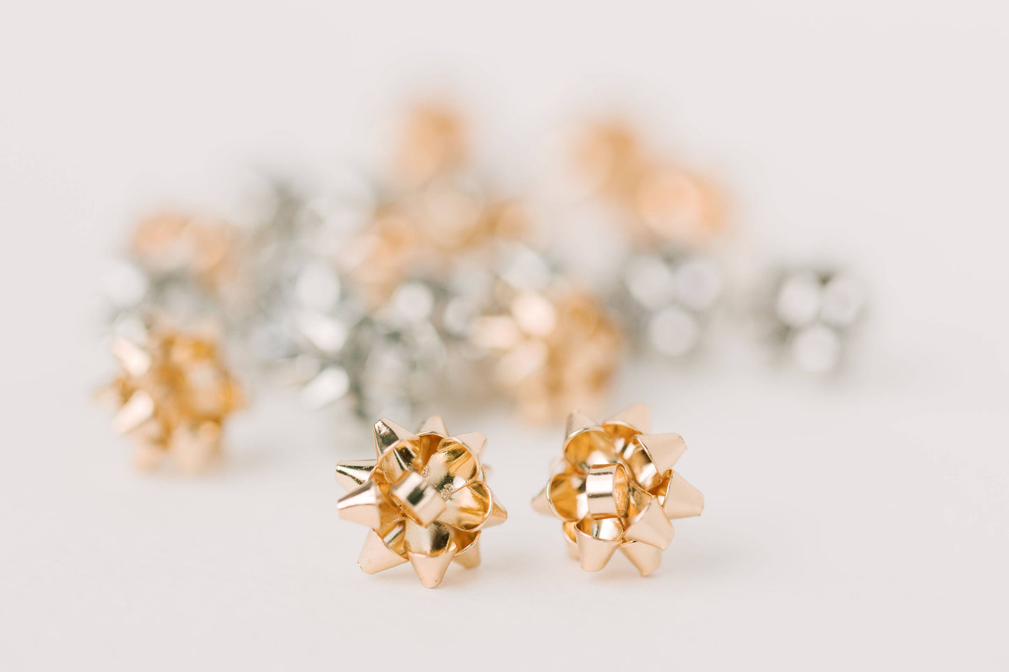 Gold Christmas Present Bow Holiday Earrings