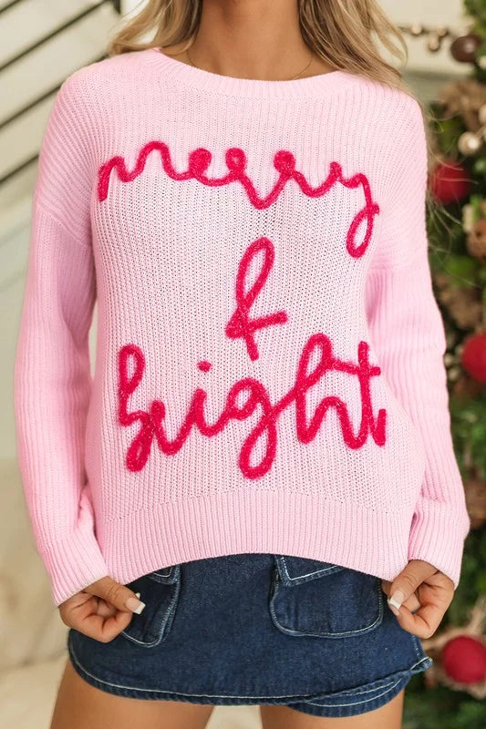 Merry & Bright  Waffle Knit Sweater
