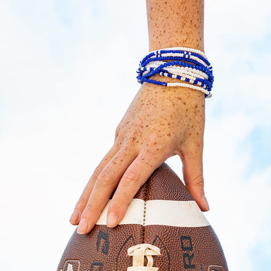 Game Day Color Block Beaded 10 Strand Stretch Bracelets