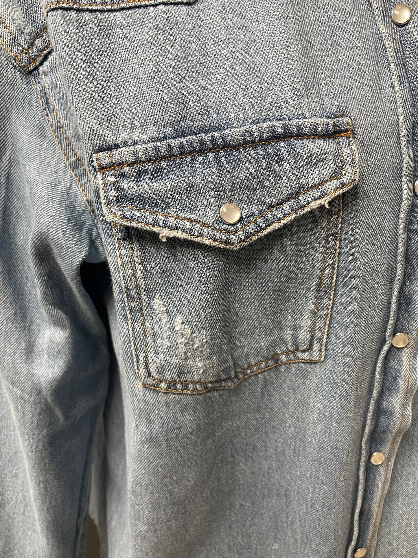 Risen Just For You Button Down Denim Top