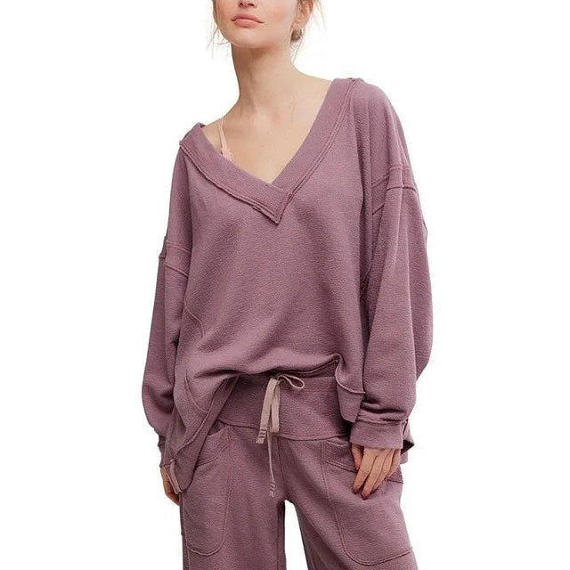 Free People Staycation Pullover Top- Elderberry Tea