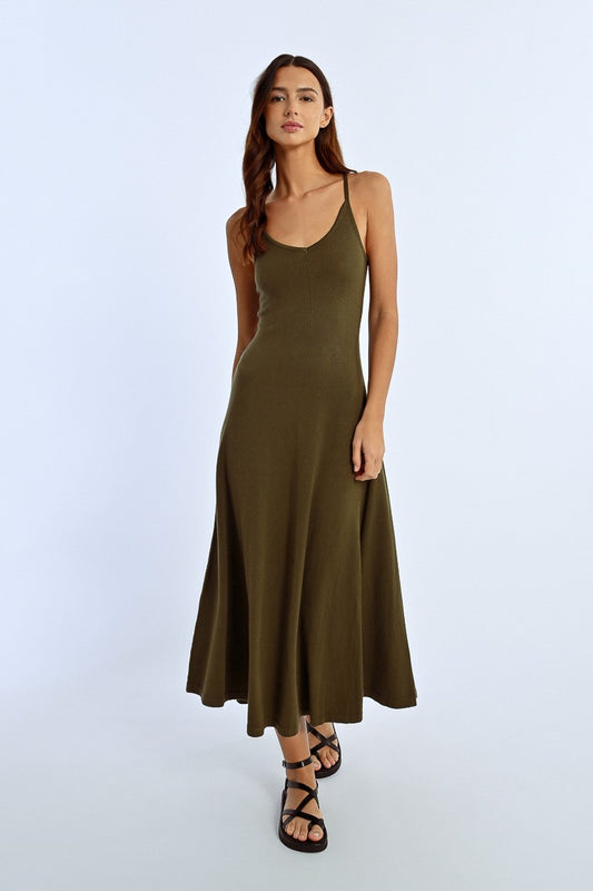 Olive Flare Tank Dress
