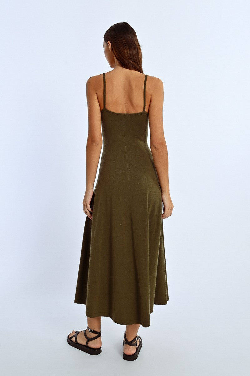 Olive Flare Tank Dress