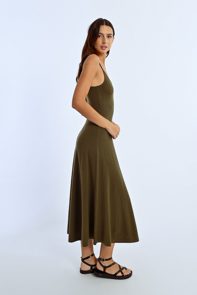 Olive Flare Tank Dress