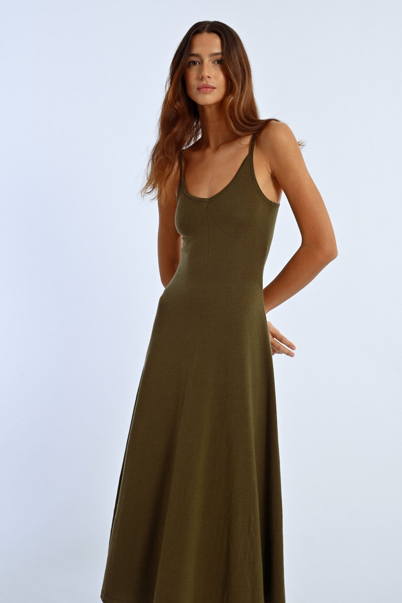 Olive Flare Tank Dress