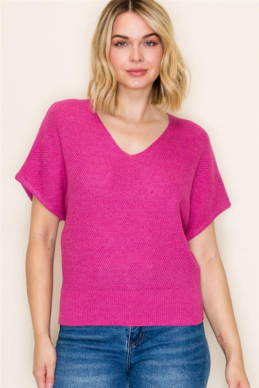 V Neck Kimono Sleeve Top