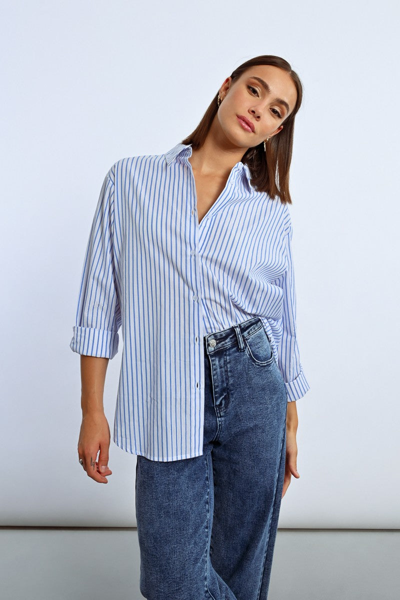 Molly Bracken Oversized Iridescent Striped Shirt
