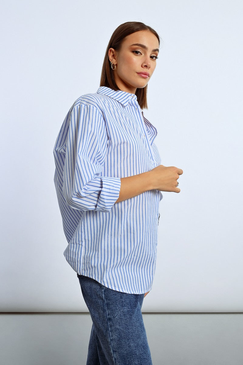 Molly Bracken Oversized Iridescent Striped Shirt