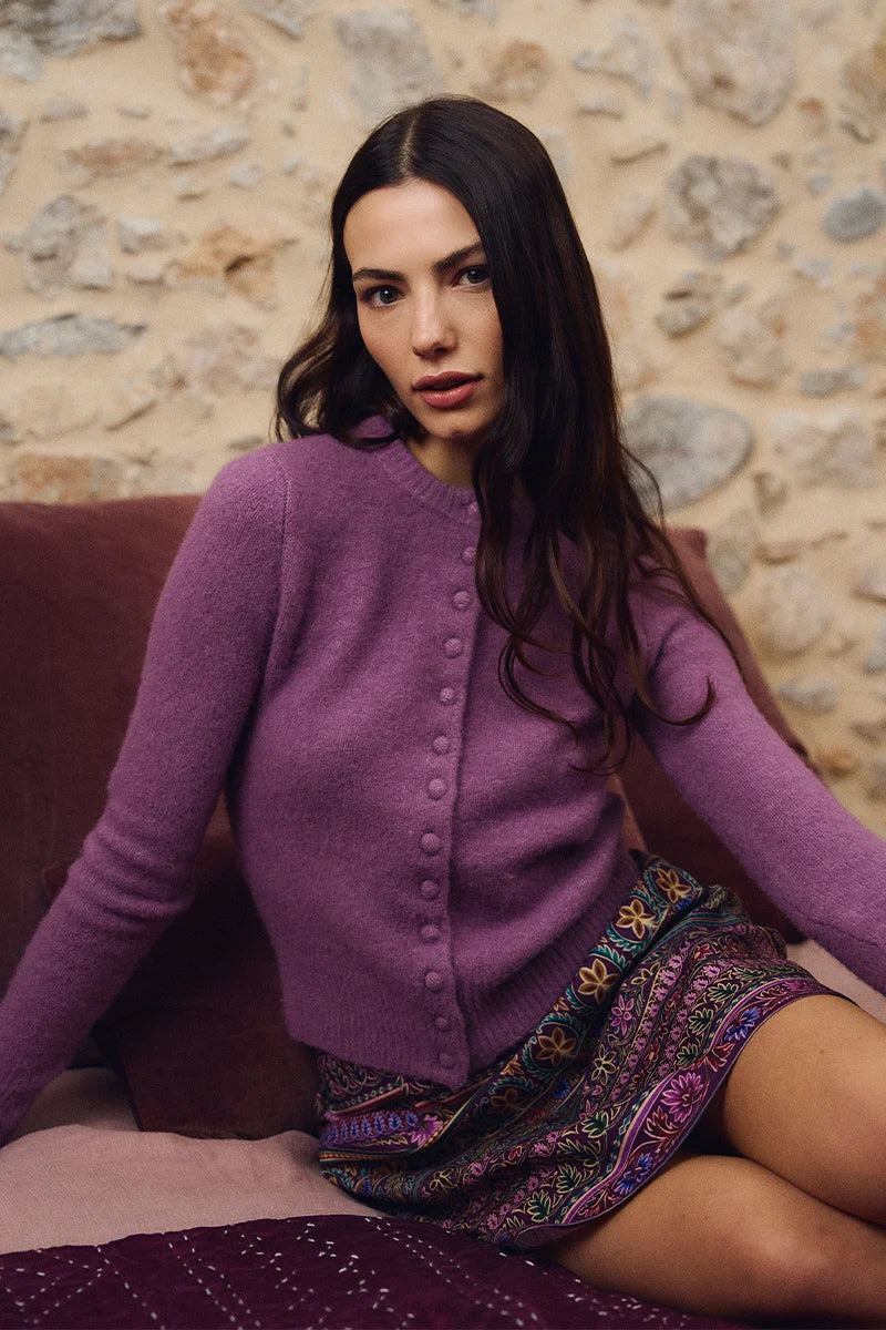 Mauve Buttoned Cardigan