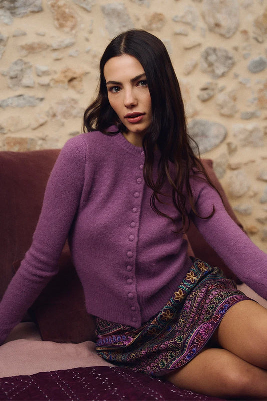 Mauve Buttoned Cardigan