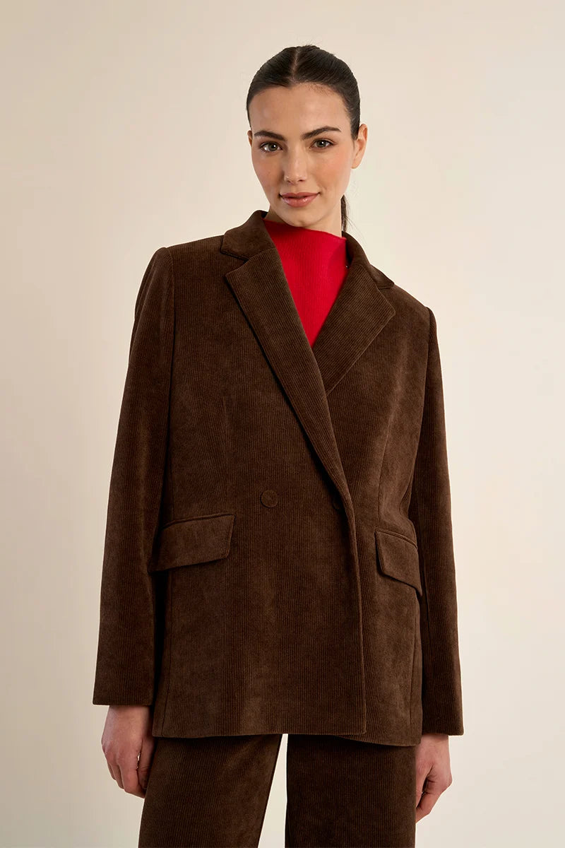 Chocolate Straight Velvet Blazer